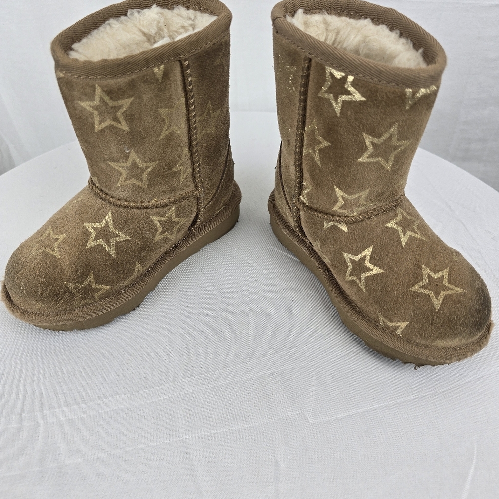 Ugg Brown Star Patterned Toddler Boots Sz 8T - Picture 6 of 9